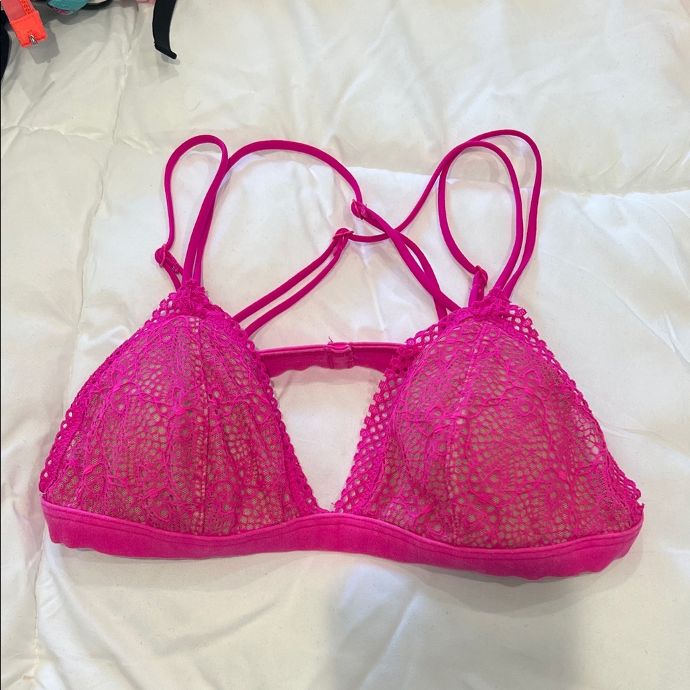 Victoria's Secret Hot Pink Lace Triangle Bralette